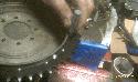 Putting in Drum Sprocket Rivets.    2013-09-23 05:38:45